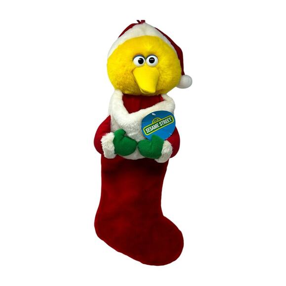 Sesame Street Christmas Stocking Big Bird 3D Plush Santa Kurt Adler Vintage 1999 - Picture 4 of 16